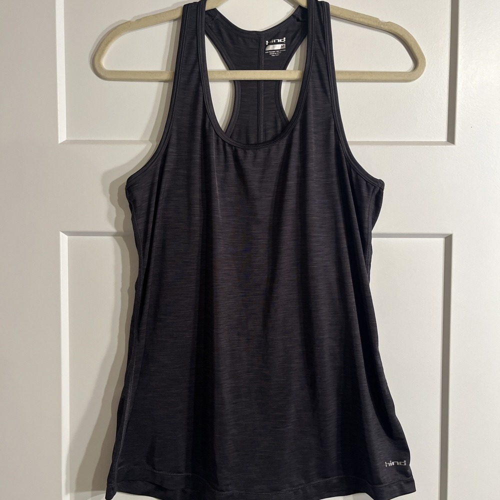 Hind brand women's charcoal gray heathered racerback athletic tank top Medium